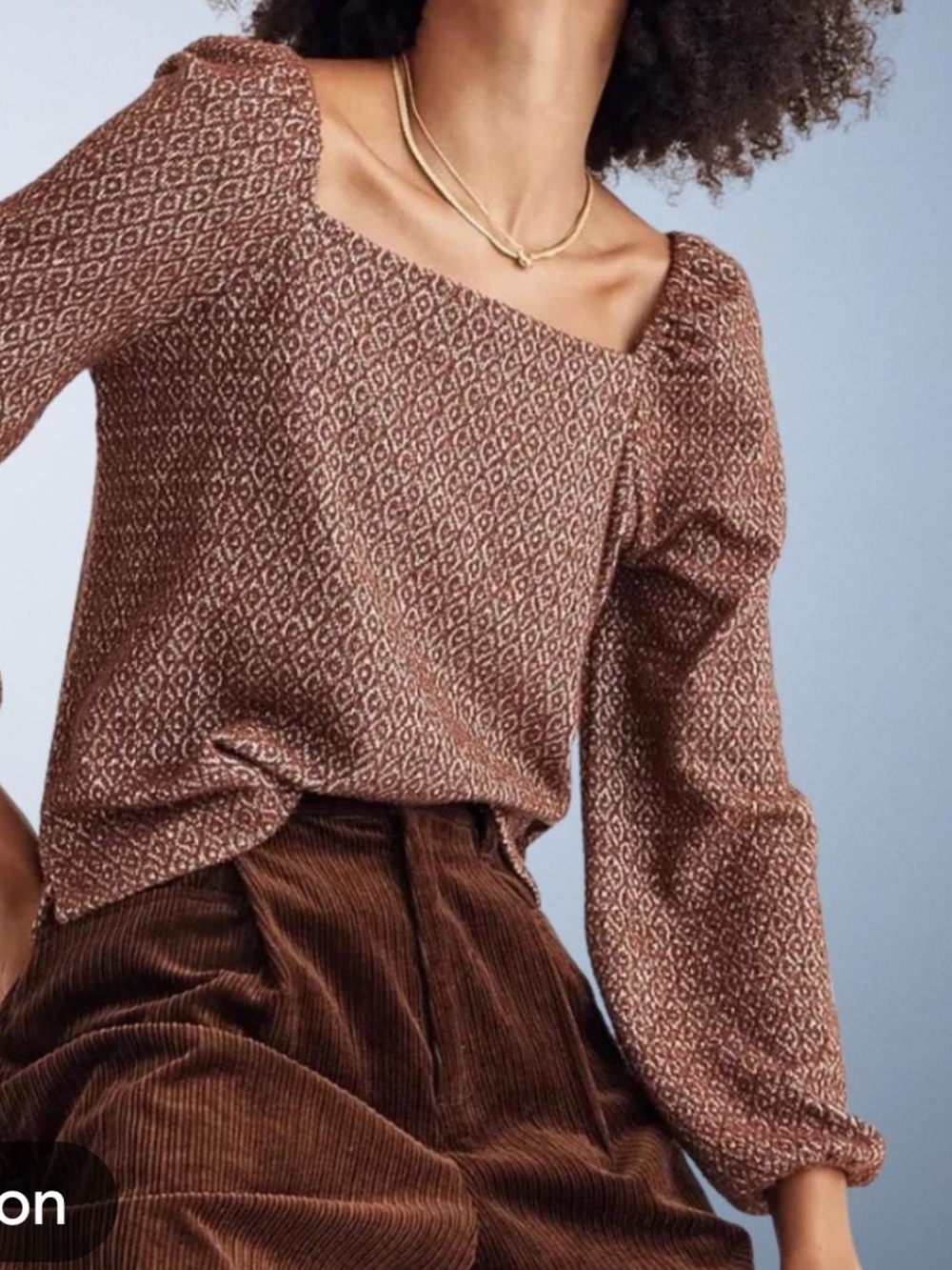 Madewell Brown Textured Square-Neck Jacquard Top. Size M furious